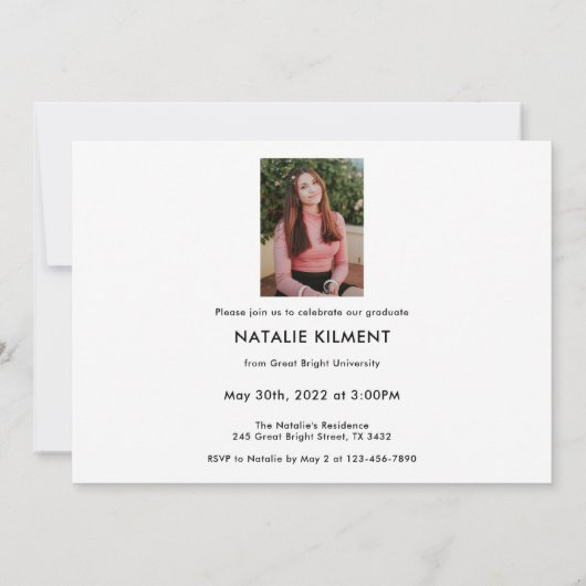 Script Graduate 4 Foto Collage Blue Abschluss Einladung (Rückseite)