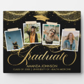 Script Graduate Foto Black Gold Abschluss Plaque Fotoplatte (Vorderseite)