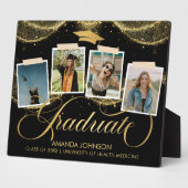 Script Graduate Foto Black Gold Abschluss Plaque Fotoplatte (Seite)
