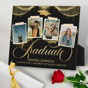 Script Graduate Foto Black Gold Abschluss Plaque Fotoplatte