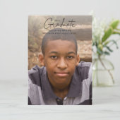 Script Graduate Minimalistisch Foto Graduate Party Einladung (Stehend Vorderseite)