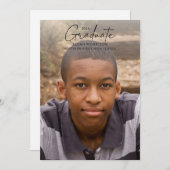 Script Graduate Minimalistisch Foto Graduate Party Einladung (Vorne/Hinten)