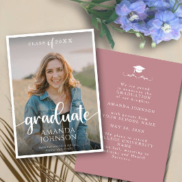 Script Graduate Mute Pink Foto Abschluss Ankündigung