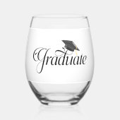 Script Graduate Personalisiert mit Grad Cap-Klasse Weinglas Ohne Stiel (Vorderseite)