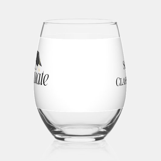 Script Graduate Personalisiert mit Grad Cap-Klasse Weinglas Ohne Stiel (Links)