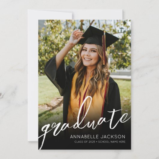 Script Graduate Simple Foto Abschluss Ankündigung (Vorderseite)