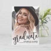 Script Graduate Simple Photo Graduation Einladung (Stehend Vorderseite)