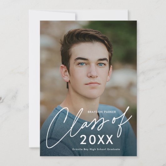Script Graduating Class Photo Graduation Einladung (Vorderseite)