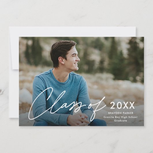 Script Graduating Class Photo Graduation Einladung (Vorderseite)