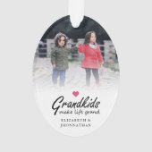 Script Grandkids make life grand Modern 2 Photo Ornament (Rückseite)