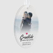 Script Grandkids make life grand Modern 2 Photo Ornament (Vorderseite)
