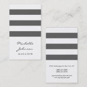 Script Grau-White Stripes-Muster-Visitenkarte Visitenkarte (Vorne/Hinten)
