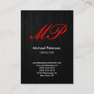 Script Graue Holzmuster Monogram Business Card Visitenkarte
