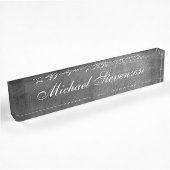 Script Gray Chalkboard Pattern Business Namplate Namensplakette