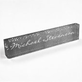 Script Gray Chalkboard Pattern Business Namplate Namensplakette