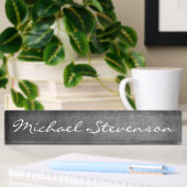 Script Gray Chalkboard Pattern Business Namplate Namensplakette