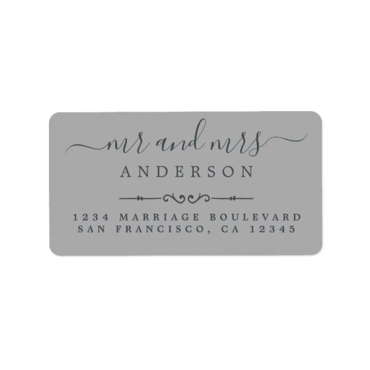 Script Gray Wedding Rücksendeadresse Adressaufkleber (Vorne)