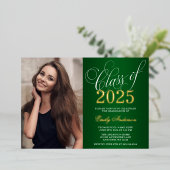 Script Green 2025 Foto Graduation Party Gold Folieneinladung (Stehend vorne)