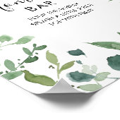Script Green Foliage Babydusche Momosa Bar Sign Poster (Ecke)