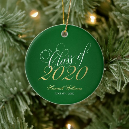 Script Green Gold Class 2020 Abschluss Keramik Ornament (Baum)