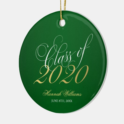 Script Green Gold Class 2020 Abschluss Keramik Ornament (Links)