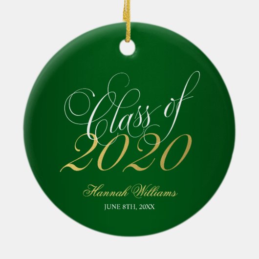 Script Green Gold Class 2020 Abschluss Keramik Ornament (Hinten)