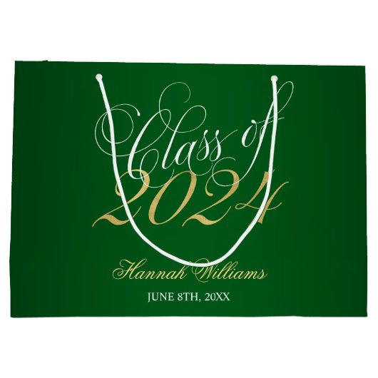 Script Green Gold Class 2024 Abschluss Große Geschenktüte (Rückseite)