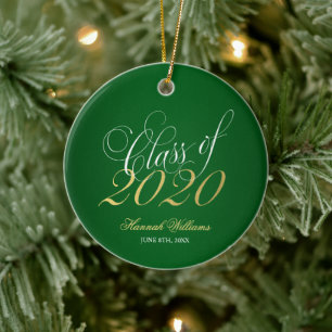 Script Green Gold Class von 2020 Abschluss Keramik Ornament