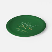 Script Green Imitats Gold 2025 Graduation Party Pappteller (Schrägansicht)