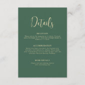 Script Green Minimalistisch Elegant Hochzeitdetail Begleitkarte (Vorderseite)