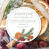 Script Green Stovetop Potpourri Label Sticker