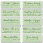 Script Green Wedding Guest Address Labels<br><div class="desc">Einfach zu personalisieren, Namen und Adressen / individuelle Aufkleber für die Hochzeitsadresse für Gasteinladungen. Diese eleganten, modernen und stilvollen Hochzeitsadressen-Labels enthalten Ihre Hochzeitsgast-Namen in schwarz-eleganter Schrift-Kalligraphie auf grünem Hintergrund. Fügen Sie einfach Ihre persönlichen Namen und Adresse Ihrer Hochzeitsgäste hinzu. Exklusiv für Sie entworfen von Happy Dolphin Studio. ***BITTE BESTELLEN SIE...</div>