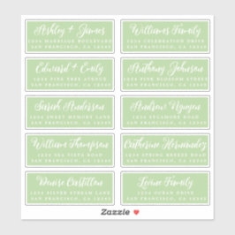 Script Green Wedding Guest Address Labels