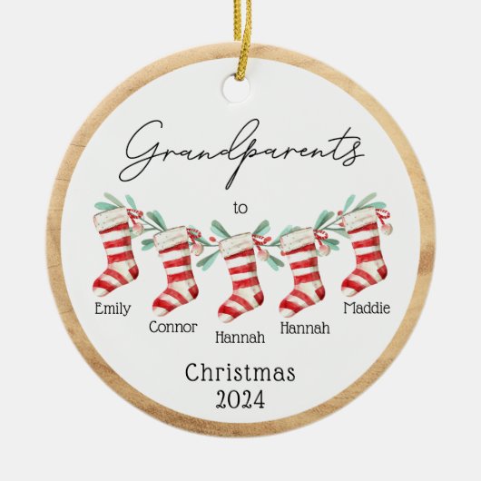 Script Großeltern zu Weihnachten Strümpfe Keramik Ornament (Vorne)