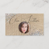 Script Grunge Glam Social Media QR Code Foto hinzu Visitenkarte (Vorderseite)