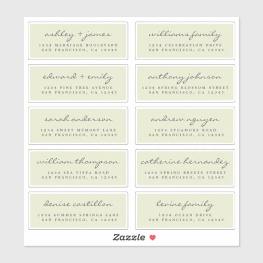 Script Guest Address Labels ORDER 6" oder 8" Blatt (Blatt)