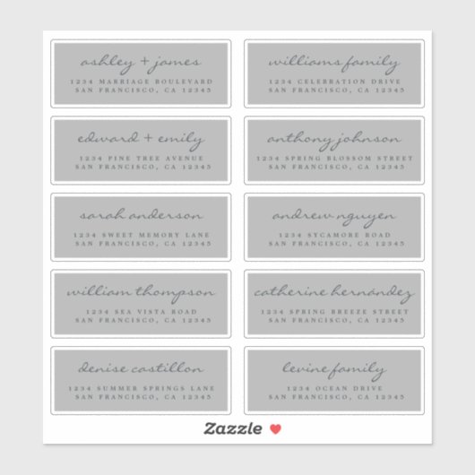 Script Guest Address Labels ORDER 6" oder 8" Blatt (Blatt)