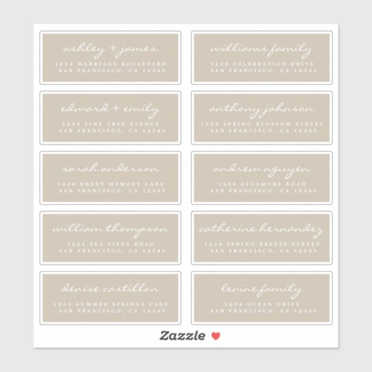 Script Guest Address Labels ORDER 6" oder 8" Blatt (Blatt)
