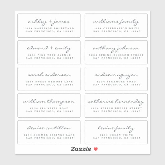 Script Guest Address Labels ORDER 6" oder 8" Blatt (Blatt)