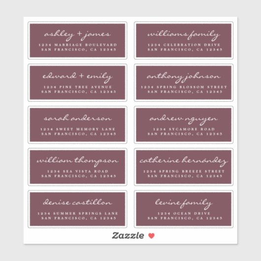 Script Guest Address Labels ORDER 6" oder 8" Blatt (Blatt)
