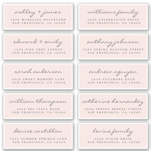 Script Guest Address Labels ORDER 6" oder 8" Blatt (Vorderseite)