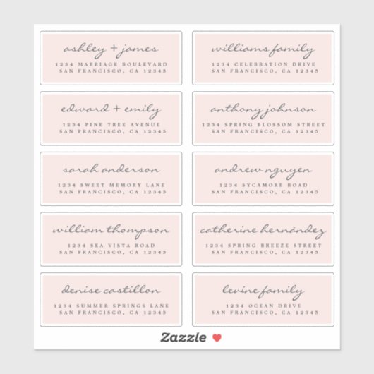 Script Guest Address Labels ORDER 6" oder 8" Blatt (Blatt)