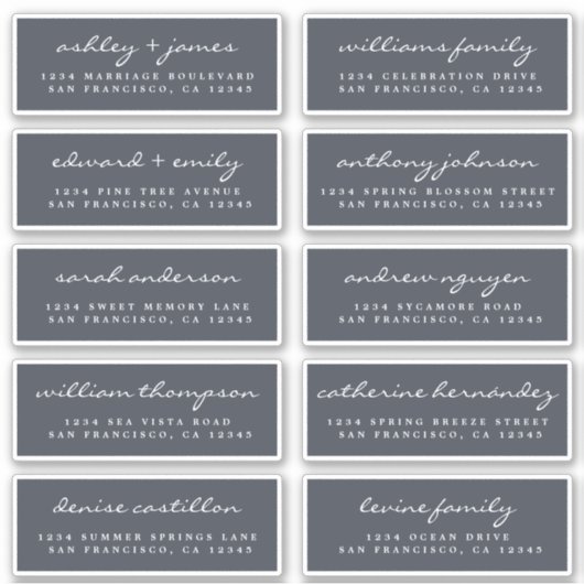 Script Guest Address Labels ORDER 6" oder 8" Blatt (Vorderseite)