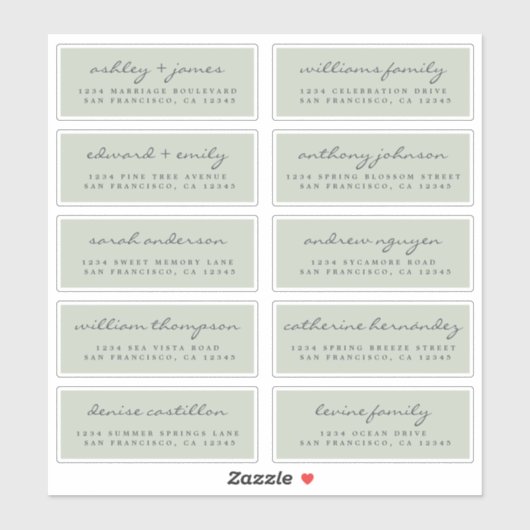 Script Guest Address Labels ORDER 6" oder 8" Blatt (Blatt)