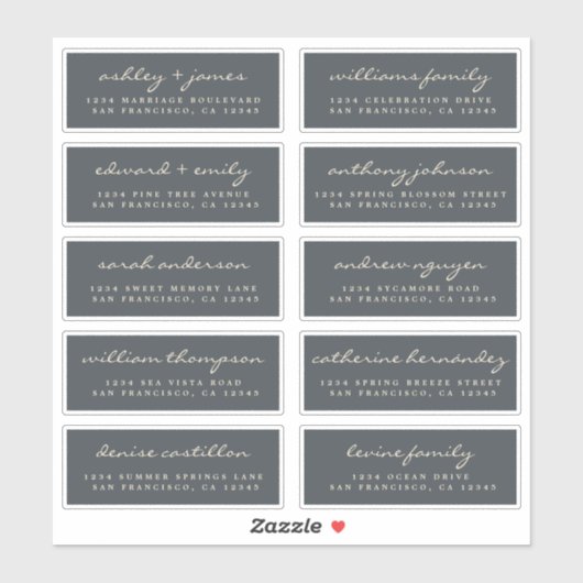 Script Guest Address Labels ORDER 6" oder 8" Blatt (Blatt)