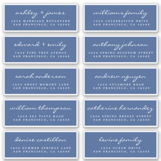 Script Guest Address Labels ORDER 6" oder 8" Blatt (Vorderseite)