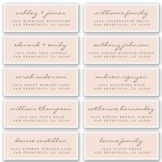 Script Guest Address Labels ORDER 6" oder 8" Blatt (Vorderseite)