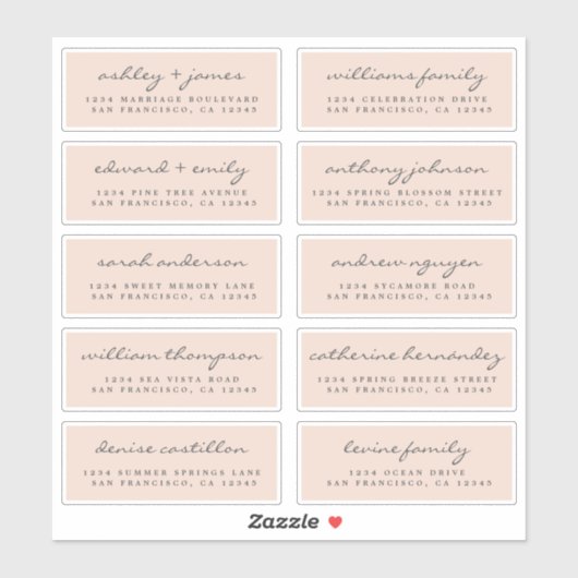 Script Guest Address Labels ORDER 6" oder 8" Blatt (Blatt)