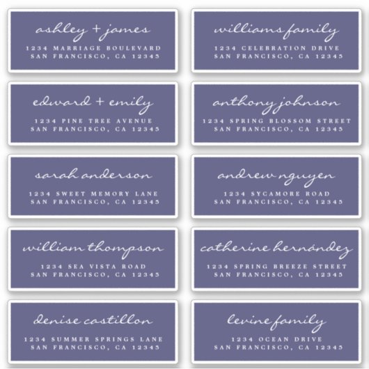 Script Guest Address Labels ORDER 6" oder 8" Blatt (Vorderseite)