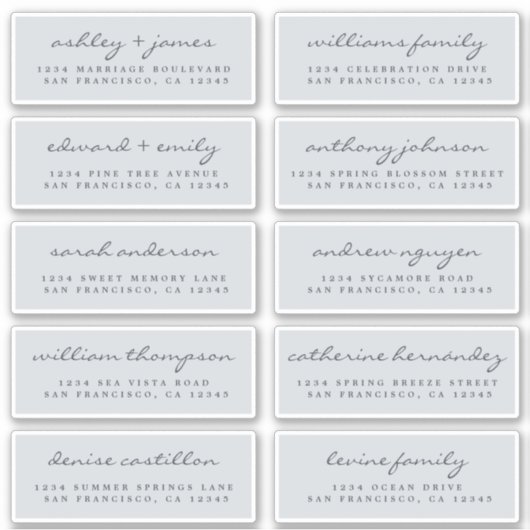 Script Guest Address Labels ORDER 6" oder 8" Blatt (Vorderseite)